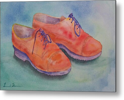 Still Life Metal Print featuring the painting Shoes of a Different Colour by Laurel Thomson