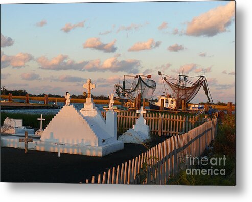 Louisiana Metal Print featuring the photograph Shrimp Boats And Cemetery by Jeanne Woods