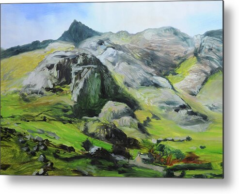 Landscape Metal Print featuring the painting Sketch of mountains in Snowdonia by Harry Robertson