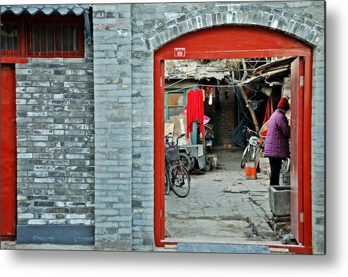 China Metal Print featuring the photograph Street Scene 6 - Behind the Red Door by Dean Harte