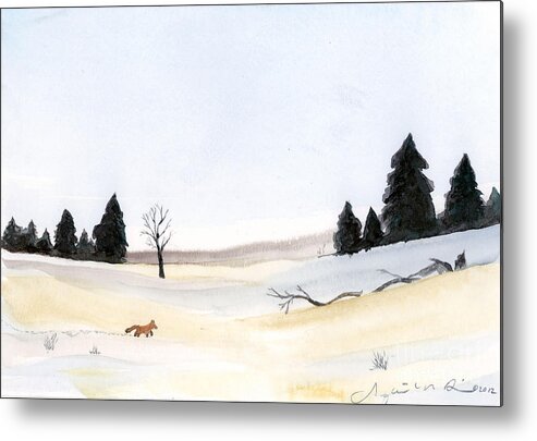 Fox Metal Print featuring the painting The Little Fox by Jackie Irwin