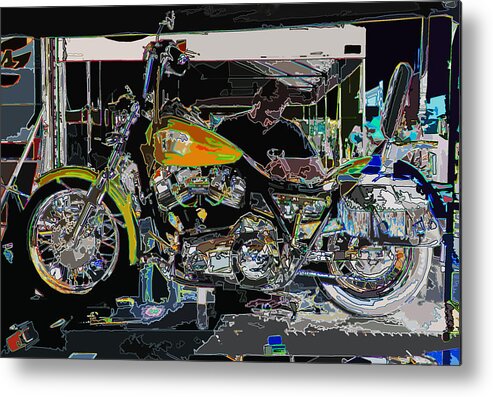 Abstract Metal Print featuring the photograph The Motorcycle Mechanic by Samuel Sheats
