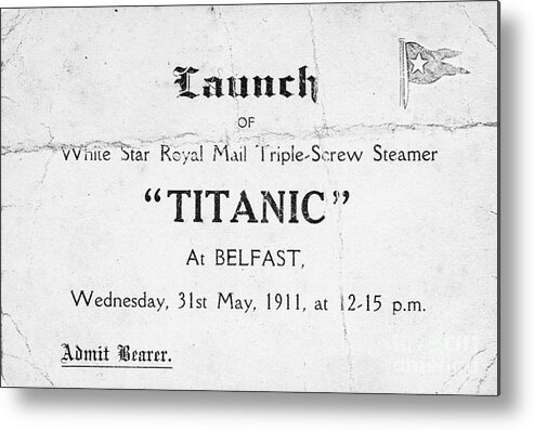 1911 Metal Print featuring the photograph Titanic: Launch, 1911 by Granger