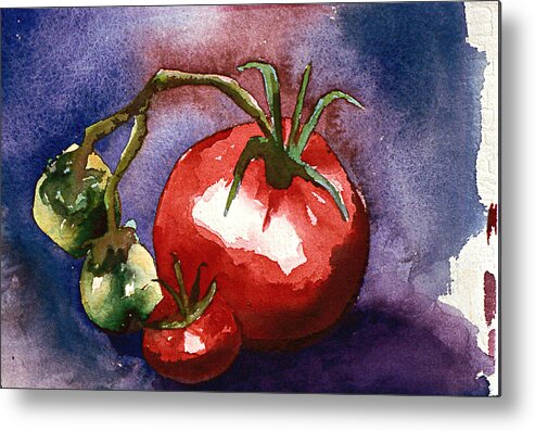 Still Life Metal Print featuring the painting Tomatoes by Eunice Olson