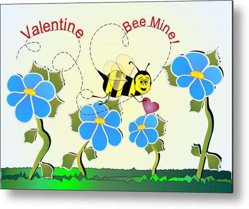Valentines Metal Print featuring the digital art Valentine Bee Mine by Susan Kinney