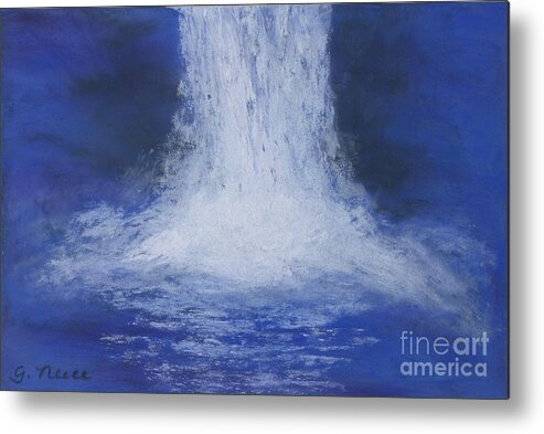 Waterfall Metal Print featuring the pastel Waterfall by Ginny Neece