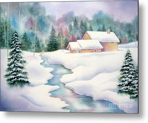 Winter Metal Print featuring the painting Whispering Pines by Deborah Ronglien