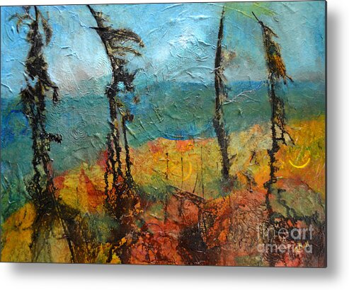 Pines Metal Print featuring the painting Windswept Pines by Claire Bull