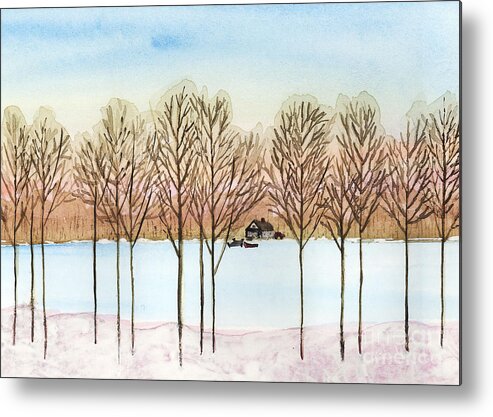 Lake Metal Print featuring the painting Winter Lake by Jackie Irwin