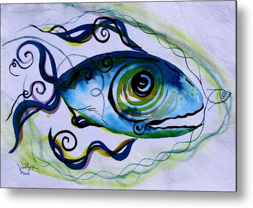 Paintings Metal Print featuring the painting WTFish 009 by J Vincent Scarpace