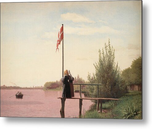 Flag Metal Print featuring the painting A View from Dosseringen by Christen Schjellerup Kobke