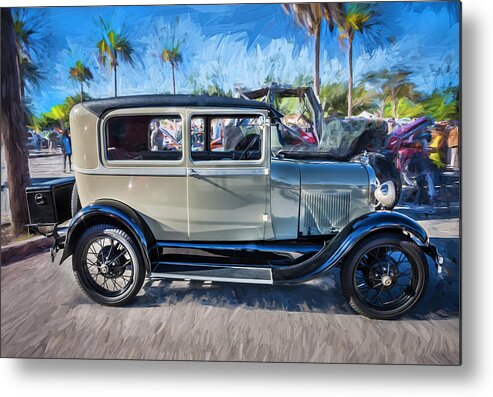 1928 Ford Model A Metal Print featuring the photograph 1928 Ford Model A Tudor Sedan Painted by Rich Franco