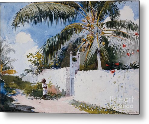 Winslow Homer Metal Print featuring the painting A Garden in Nassau by Winslow Homer