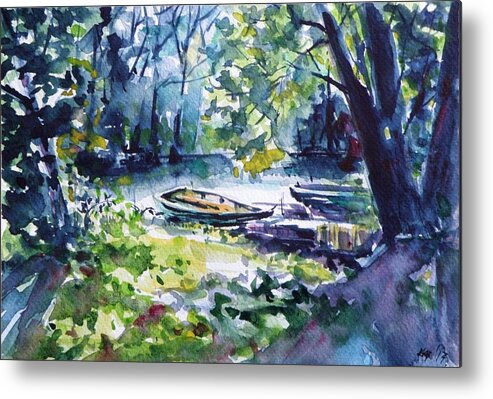 Boat Metal Print featuring the painting Boat #1 by Kovacs Anna Brigitta