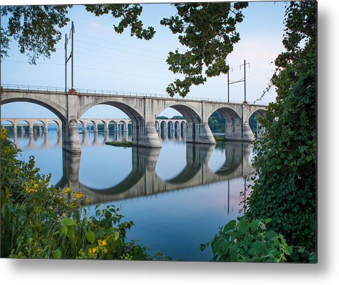 Harrisburg. Pennsylvania Metal Print featuring the photograph Bridge Reflections #1 by John Daly