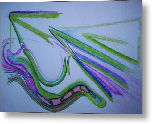 Abstract Metal Print featuring the drawing Canal by Suzanne Udell Levinger