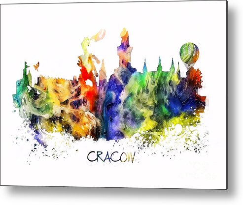 Cracow Metal Print featuring the digital art Cracow skyline city #1 by Justyna Jaszke JBJart