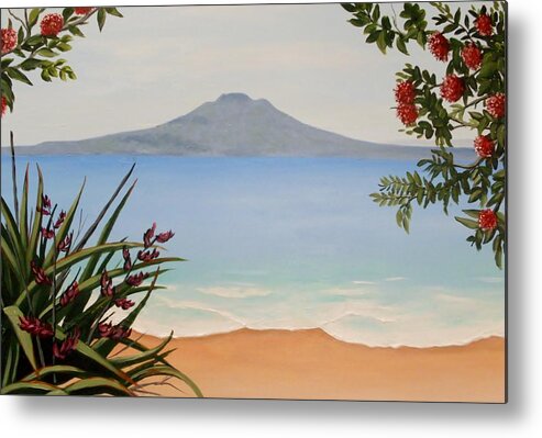 New Zealand Metal Print featuring the painting Dreaming of Rangitoto #1 by Anne Gardner