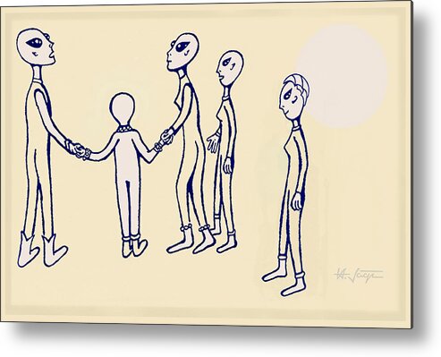 Family Metal Print featuring the drawing Family #1 by Hartmut Jager