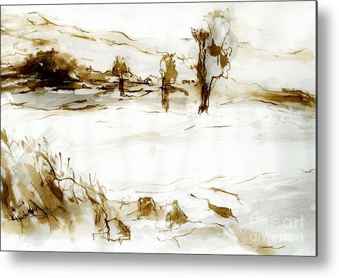 Nature Metal Print featuring the painting Georgioupolis delta #1 by Karina Plachetka