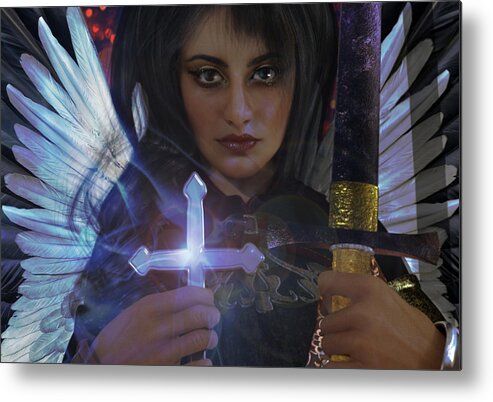 Guardian Angel Metal Print featuring the painting Guardian Angel 8 #1 by Suzanne Silvir