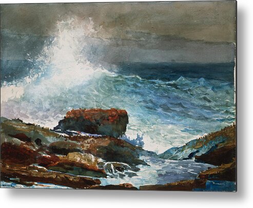 Winslow Homer Metal Print featuring the drawing Incoming Tide. Scarboro. Maine #2 by Winslow Homer