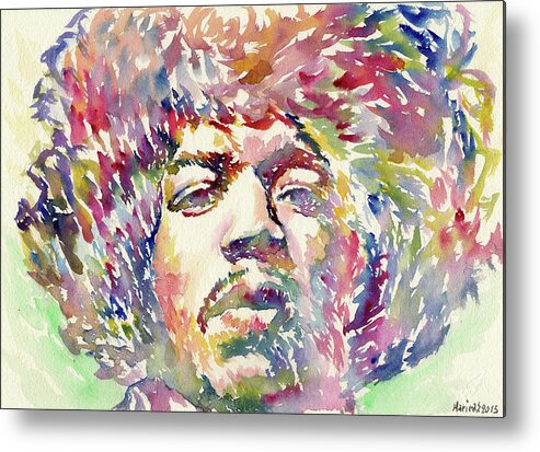 Jimi Metal Print featuring the painting Jimi Hendrix #1 by Marina Sotiriou