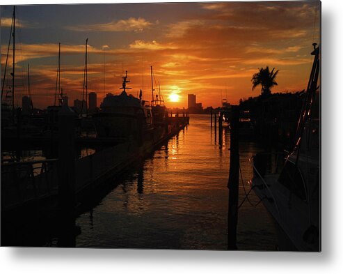 Sunrise Metal Print featuring the photograph 1- Lake Park marina by Joseph Keane