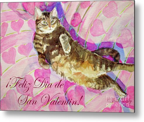 Cat Metal Print featuring the painting Mocha San Valentin 2 by Joan Coffey