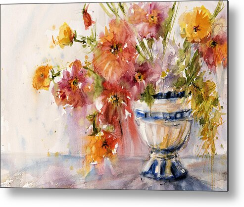 Flower Metal Print featuring the painting Poppies by Judith Levins