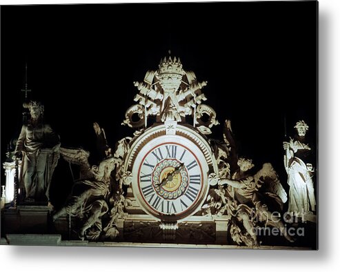 Christian Metal Print featuring the photograph Saint Peter's clock by Fabrizio Ruggeri