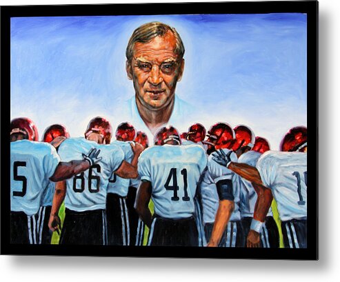 Coach Metal Print featuring the painting Somewhere Saint Don is Watching #1 by John Lautermilch