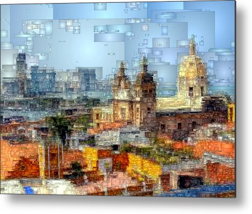 Rafael Salazar Metal Print featuring the digital art The Walled City in Cartagena de Indias Colombia #1 by Rafael Salazar