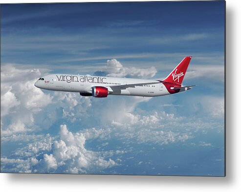 Virgin Atlantis Airlines Metal Print featuring the mixed media Virgin Atlantic Dreamliner by Erik Simonsen