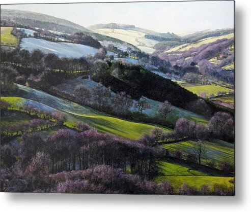 Landscape Metal Print featuring the painting Winter in North Wales #1 by Harry Robertson