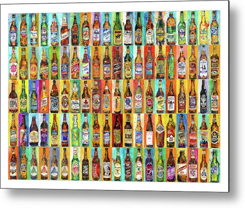 Art & Collectibles Metal Print featuring the painting 100 Bottles Of Beers by Dorrie Rifkin