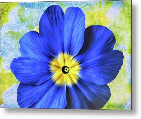  Metal Print featuring the digital art Blue Primrose by Bill Johnson