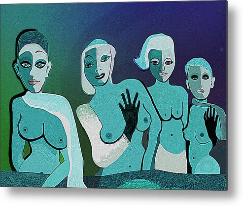 154 Fancy Ladies Metal Print featuring the painting 154  Fancy ladies A by Irmgard Schoendorf Welch