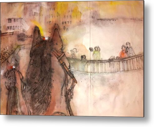 Il Palio. Siena.italy. Medieval. Horserace Metal Print featuring the painting Il Palio story album #18 by Debbi Saccomanno Chan