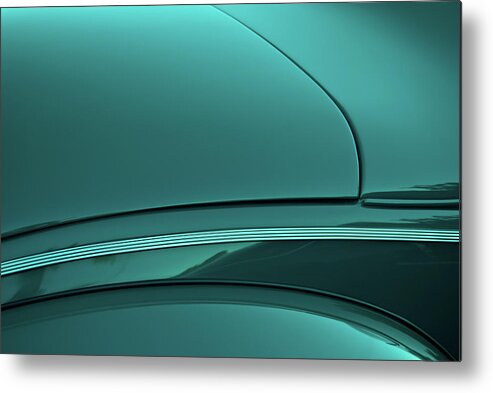 Green Metal Print featuring the photograph 1940 Ford Deluxe Coupe Curves by Jani Freimann