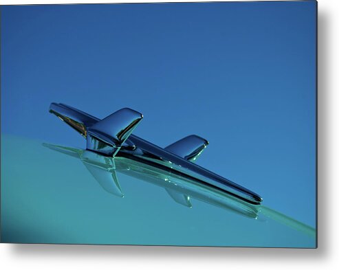 Chevy Metal Print featuring the photograph 1956 Chevy Belair Hood Ornament by Jani Freimann