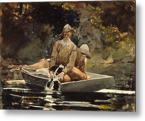 Winslow Homer Metal Print featuring the drawing After the Hunt #2 by Winslow Homer