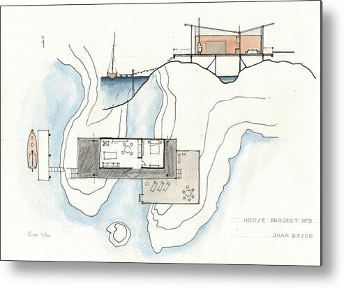 Architectural Drawing Metal Print featuring the painting Architectural drawing #2 by Juan Bosco