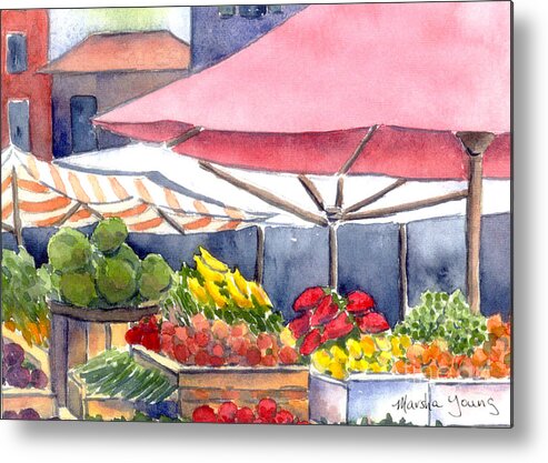 Watercolors Metal Print featuring the painting Fruit Market by Marsha Young