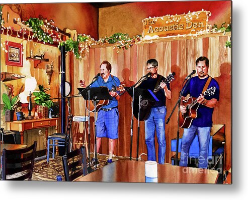 Acoustic Den Cafe Metal Print featuring the painting #256 Acoustic Den #256 by William Lum