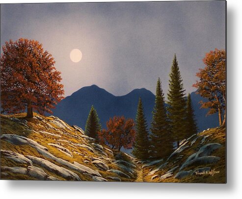 Landscape Metal Print featuring the painting Mountain Moonrise #3 by Frank Wilson