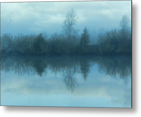 Reflections Lake Metal Print featuring the photograph Reflections blue lake by Cathy Anderson