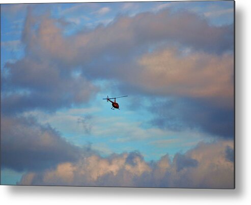 Helicopter Metal Print featuring the digital art 41- Into The Blue by Joseph Keane