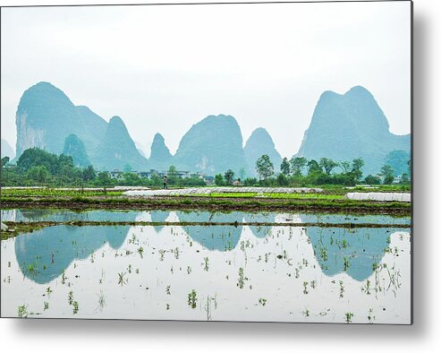 The Beautiful Karst Rural Scenery In Spring Metal Print featuring the photograph Karst rural scenery in spring #55 by Carl Ning