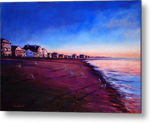 Seascape Metal Print featuring the pastel 6 a.m. Maine by Joyce Guariglia